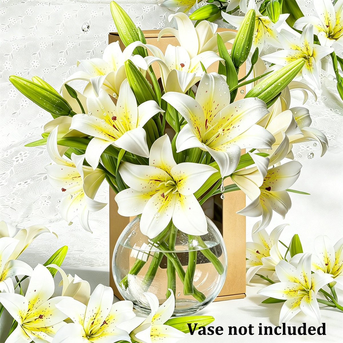 18 Artificial Lily Flowers 12 Head Fully Bloomed Lilies 6 Buds Tiger Home Decor