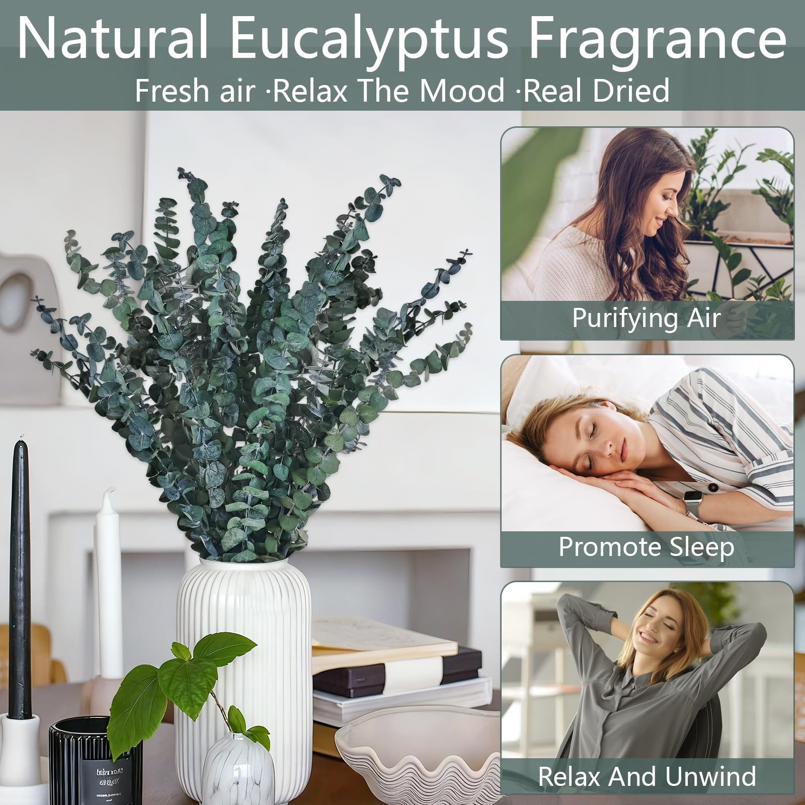 21 Pcs Real Dried Eucalyptus Stems, 17″ Preserved Natural Eucalyptus Plants f…