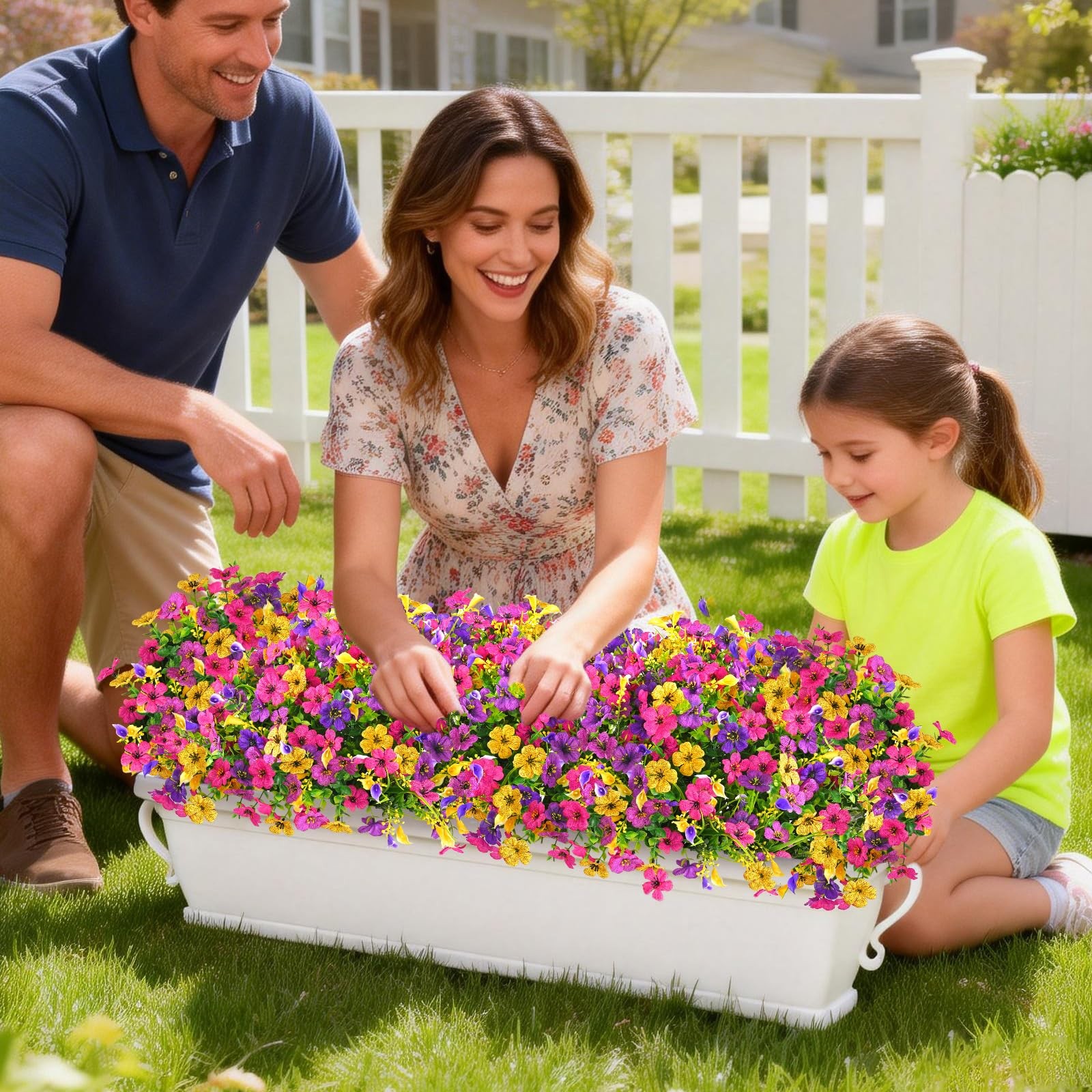 Artificial Flowers for Outdoors, 24 Bundles Faux Plants Outdoor Artificial Fl…