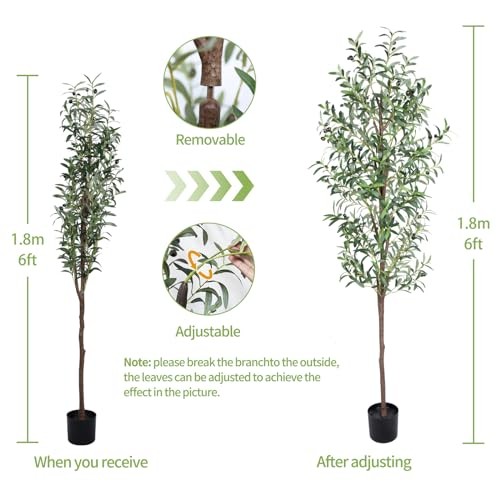 Artificial Olive Tree, 6FT Tall Faux Olive Trees 72in Outdoor Fake 6ft 1pack