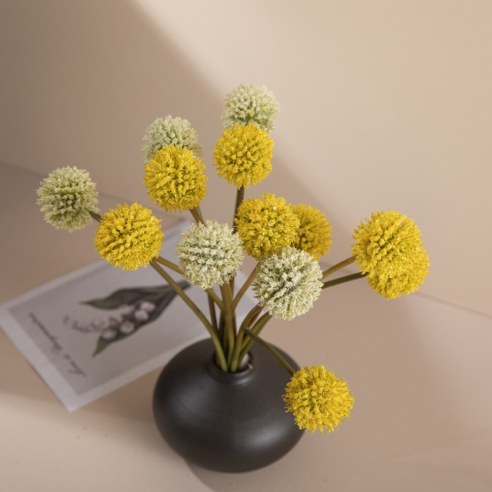 6 Stunning Artificial Golden Wattle Ball Flower Stems