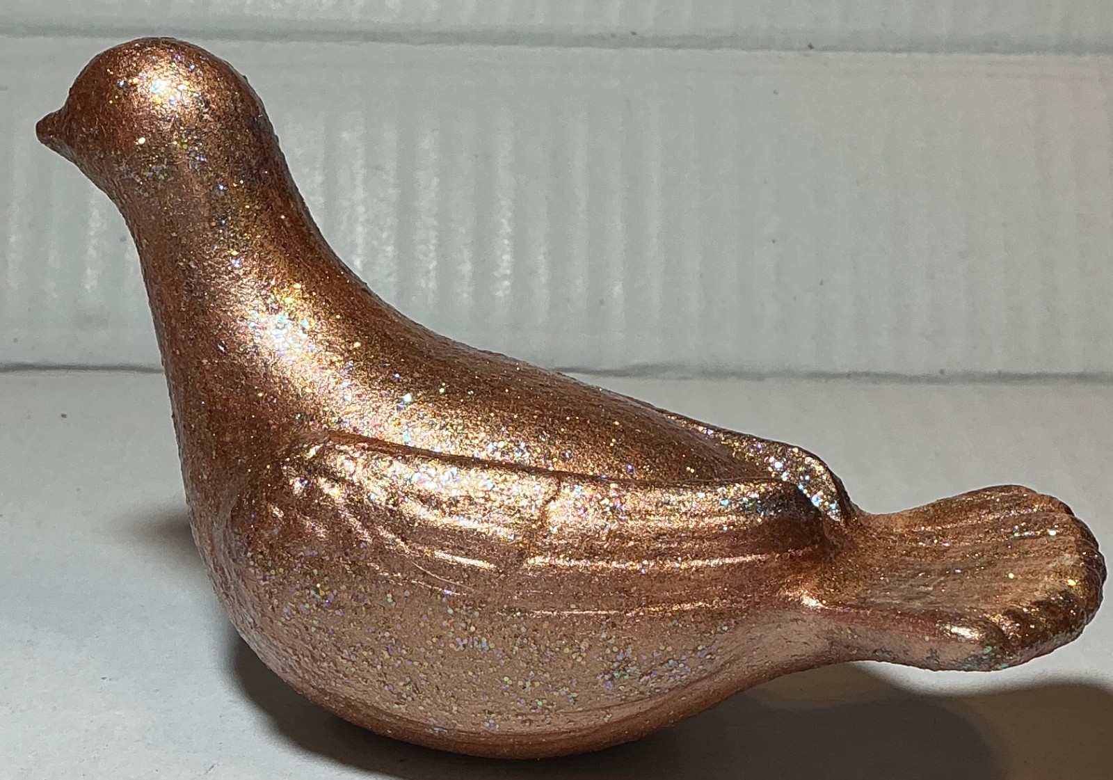 Rose Gold glittery dove figurine