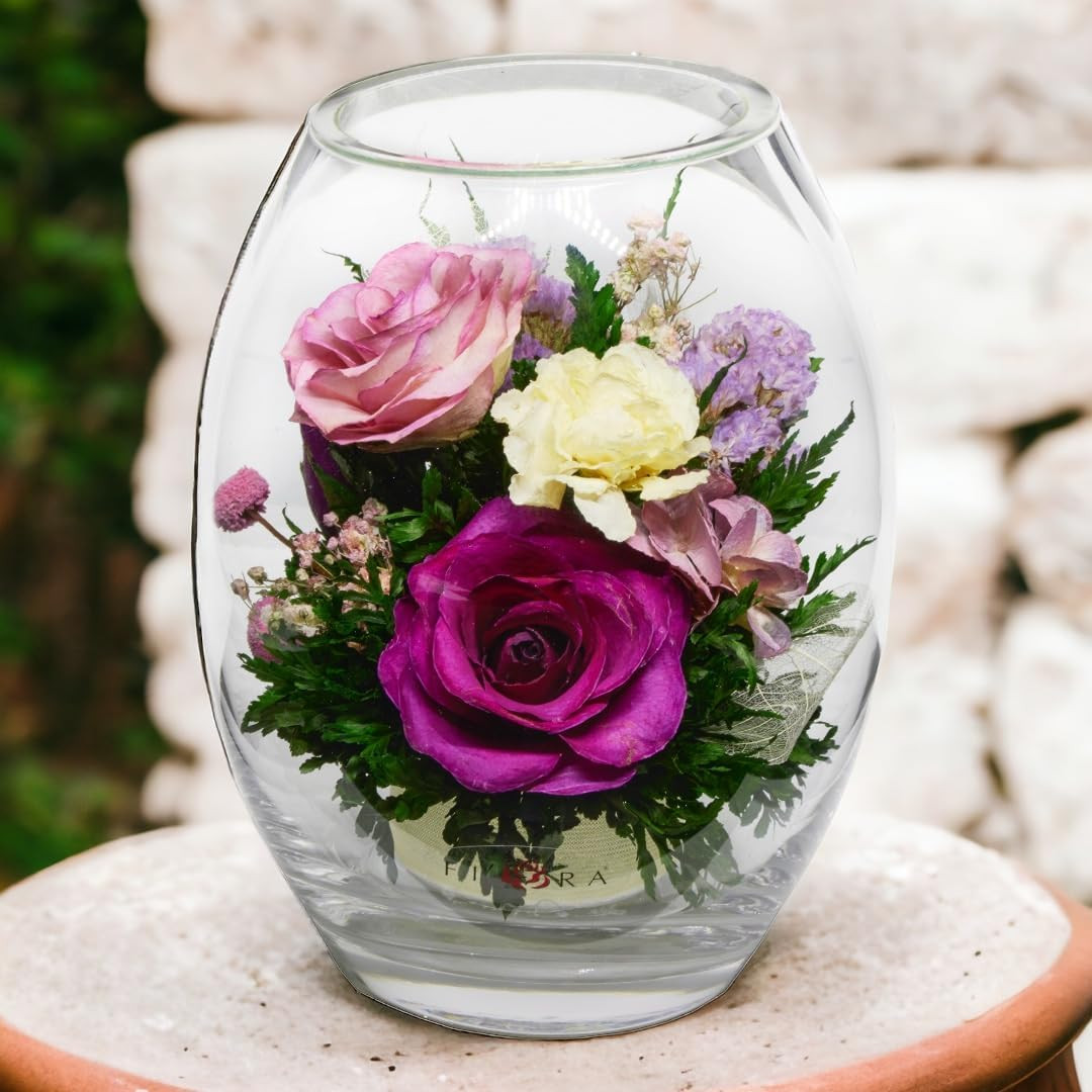 Fiora Flower | Forever Roses in Sealed Vase | Lasts 5 Years | Perfect Gift