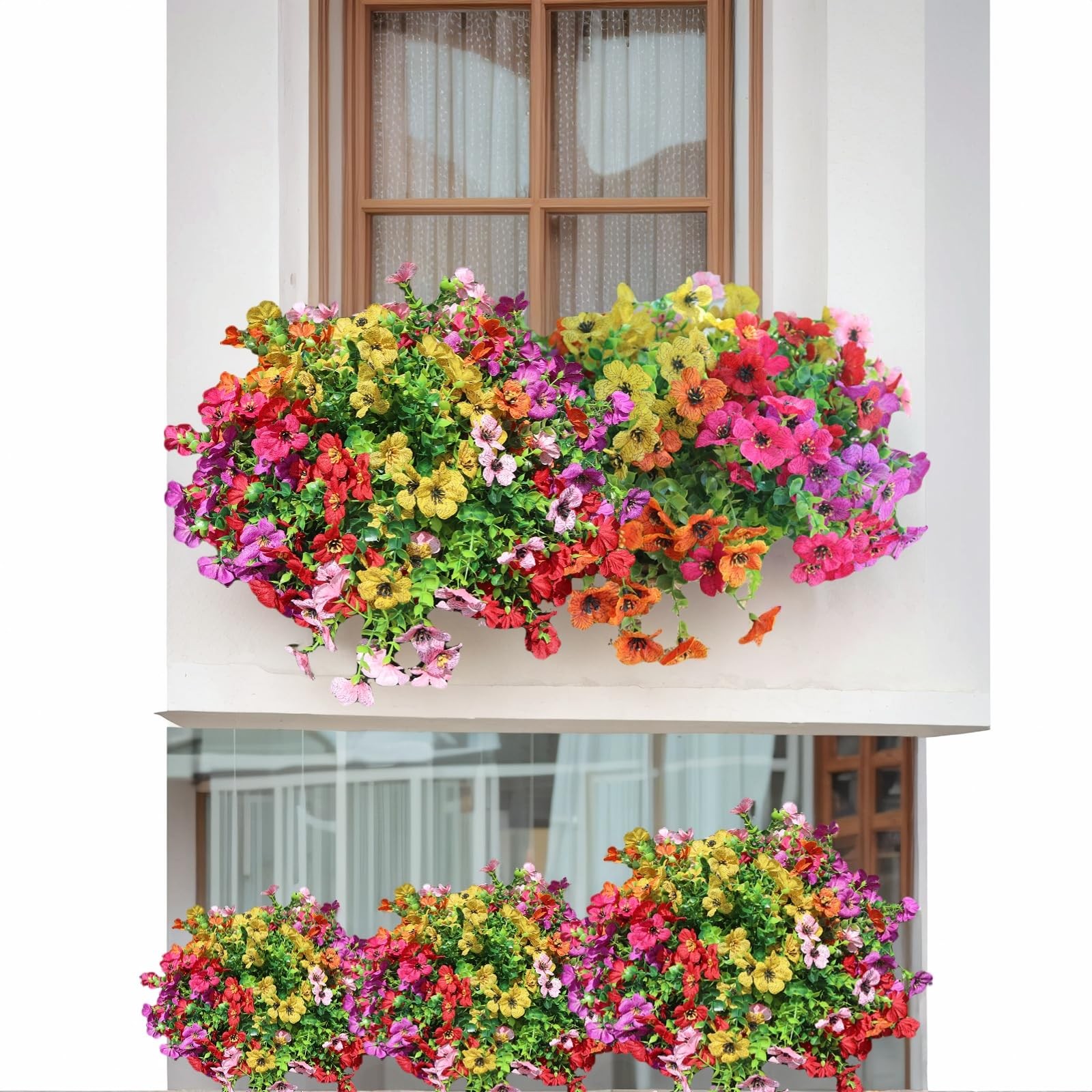 12 Bundles Artificial Flowers for Outdoors, UV Resistant Realistic Faux Silk …