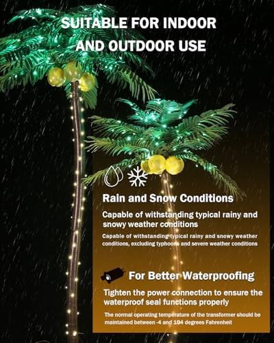 TYBEEU 5ft LED Palm Tree with 136 LEDs, Reinforced Version | Heavy-Duty Base …