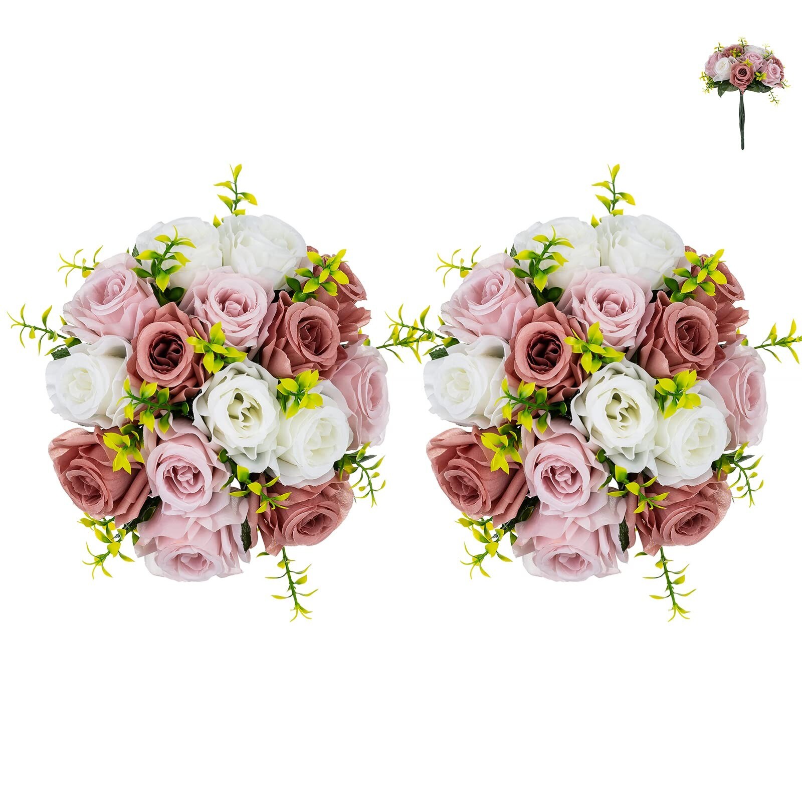 Blosmon fake flower roses artificial 2pcs Dusty pink, bouquets silk flowers