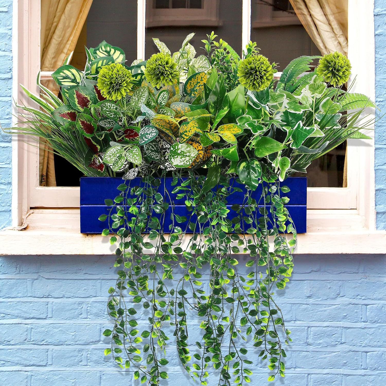18 Pcs UV Resistant Fake Plants for Outdoor Decor – Greenery Stems & Bushes