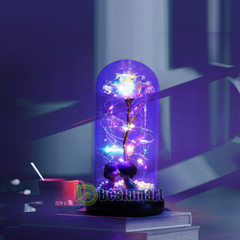 LED Dipped Real Rose 24K Rose Flower Forever Preserved For Valentine’s Gift