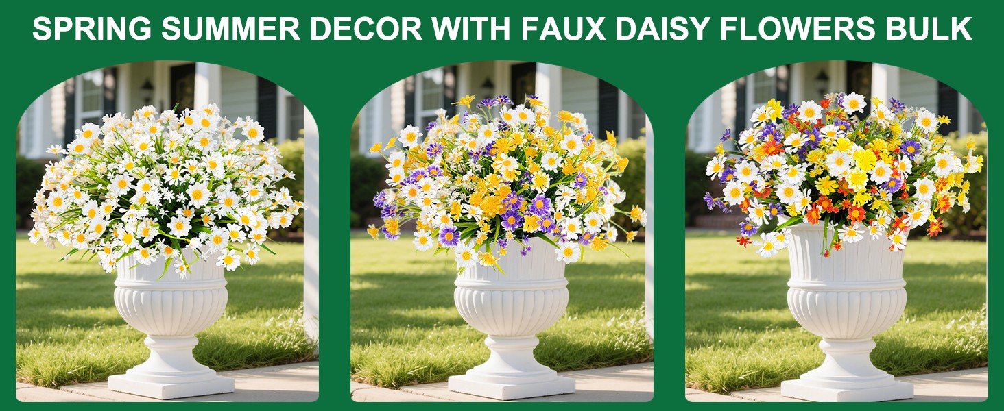 8 Bundles Artificial Mums for Outdoors Fall Flowers UV Resistant Fall Decor |