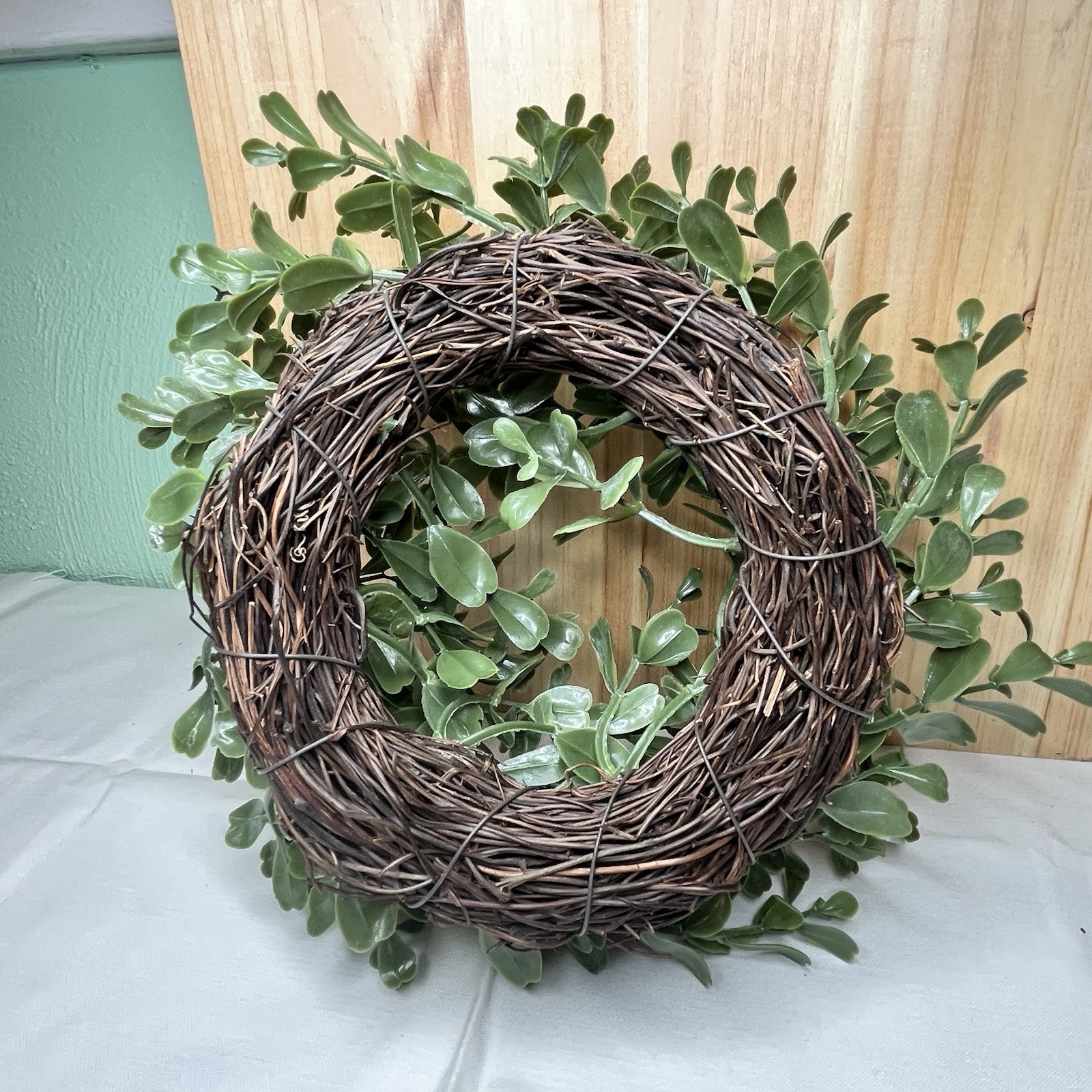 Set of 4 Faux Boxwood Candle Rings 10″ Greenery Mini Wreaths Farmhouse Decor