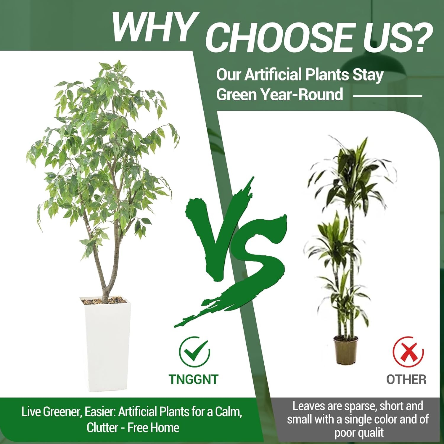 Artificial Plants, 150cm Tall Plant Ficus Artificial Tree with White Pot, Fake