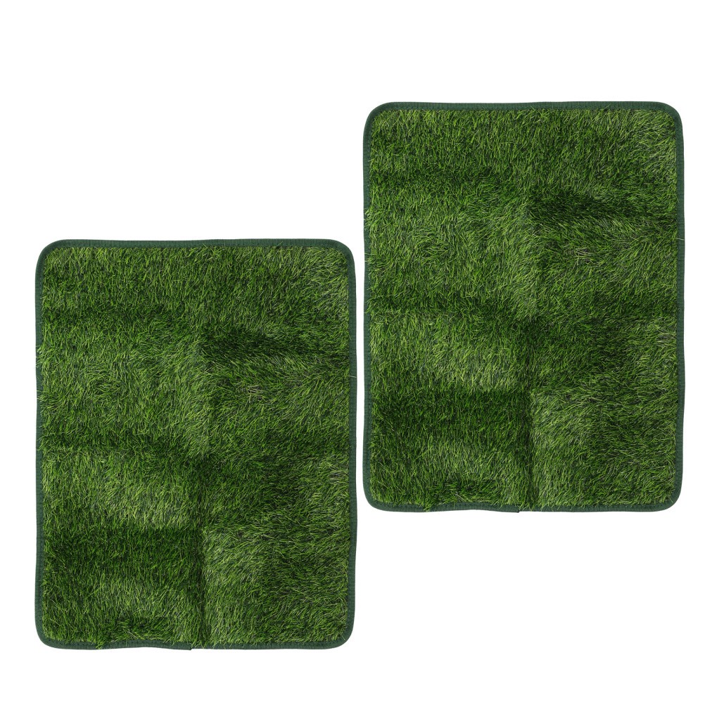 2Pcs Green Artificial Dog Grass Pad Washable Reusable Turf Mat for Pet Training