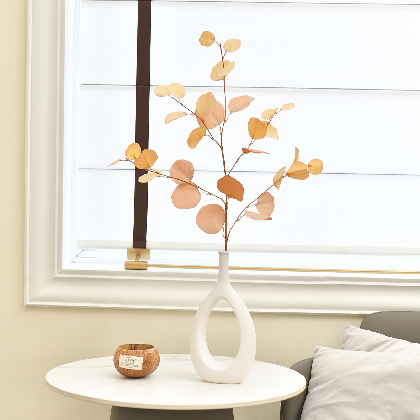 3 PCS Artificial Eucalyptus Stems Long 33″ Fake Eucalyptus Leaves Branches fo…