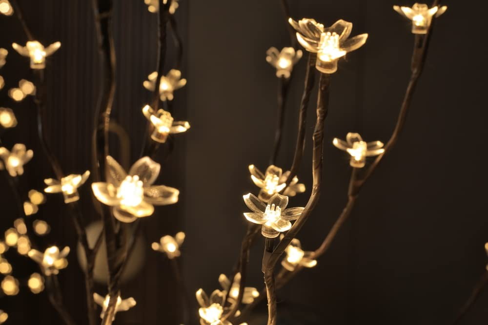 Set of 3 Cherry Blossom Trees, 4FT 5FT and 6FT Lighted Artificial Trees for D…