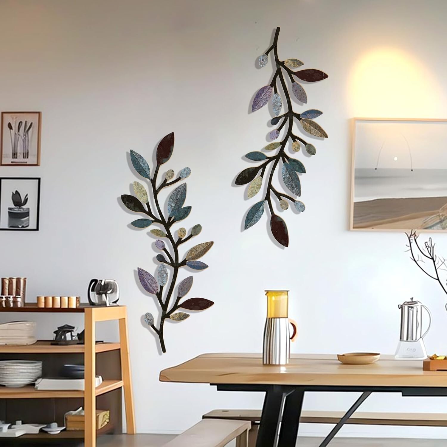 “2 Pcs Colorful Tree Leaf Wall Art Decor Vine Home Wall Decor Olive Branch Leaf