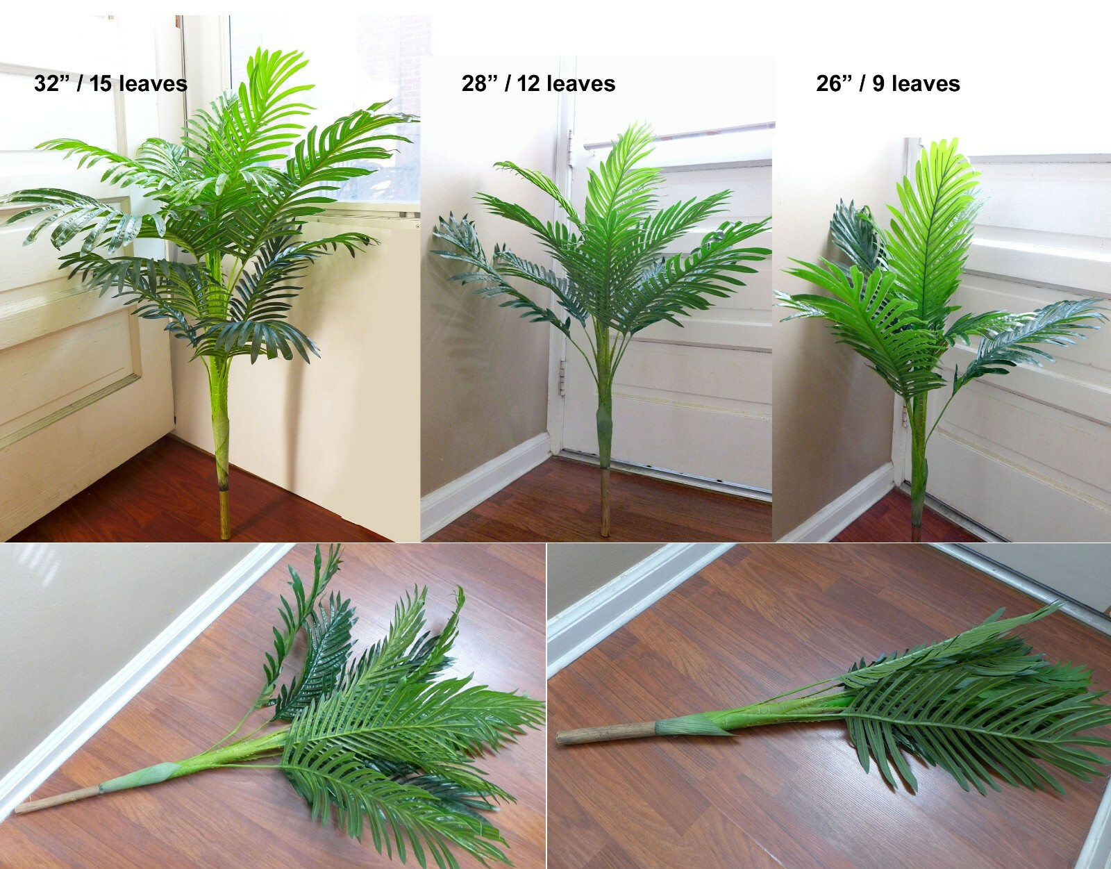 32″/ 28″/ 26″ Height Artificial Plant Leaves Palm Tree Paradise Bushes