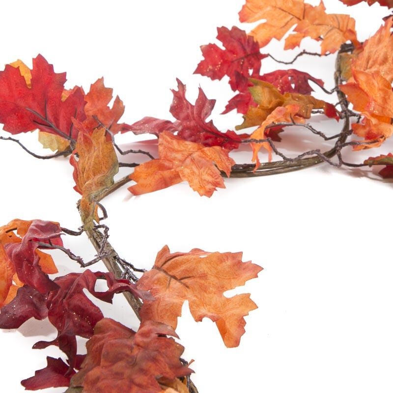 5 Foot Long Sparkling Fall Artificial Maple Leaf Garland