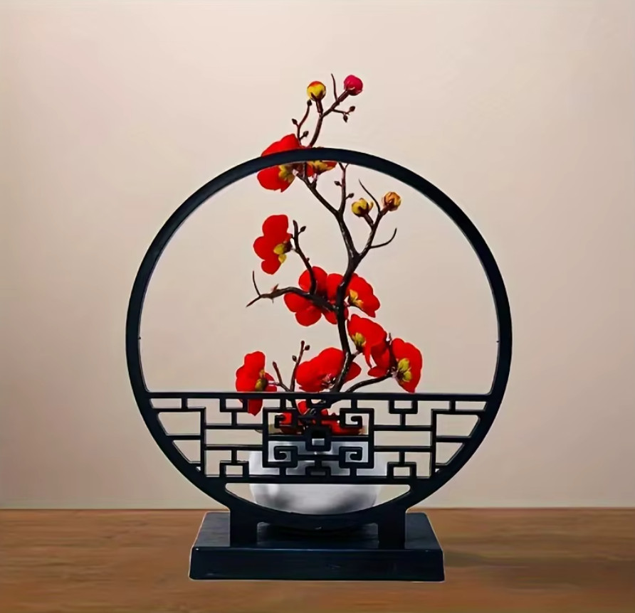 3 Colors Artificial Plum Blossom Bonsai with Screen Base