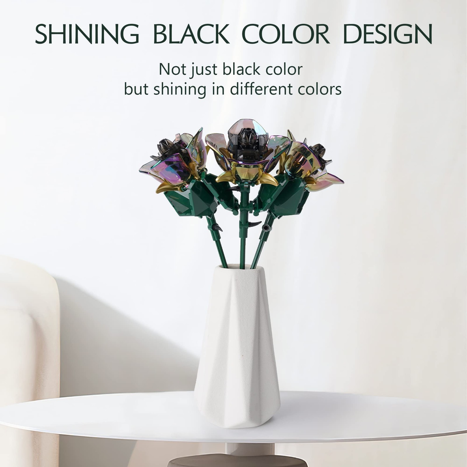Rose Flower Bouquet Building Set,Botanical Collection Rainbow Artificial Plan…