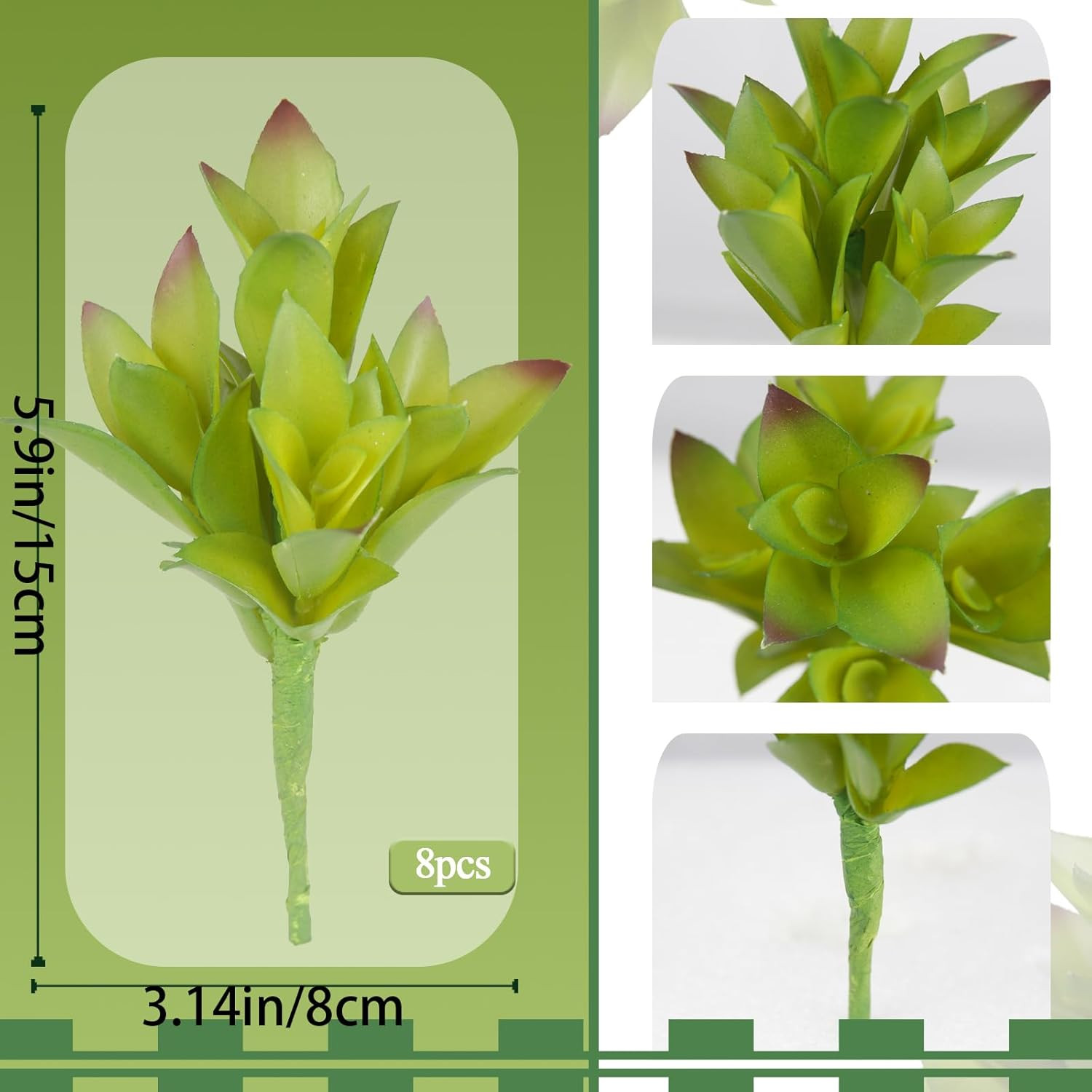 8 Pcs Artificial Succulent Plants Unpotted Fake Mini Succulents Realistic Faux C