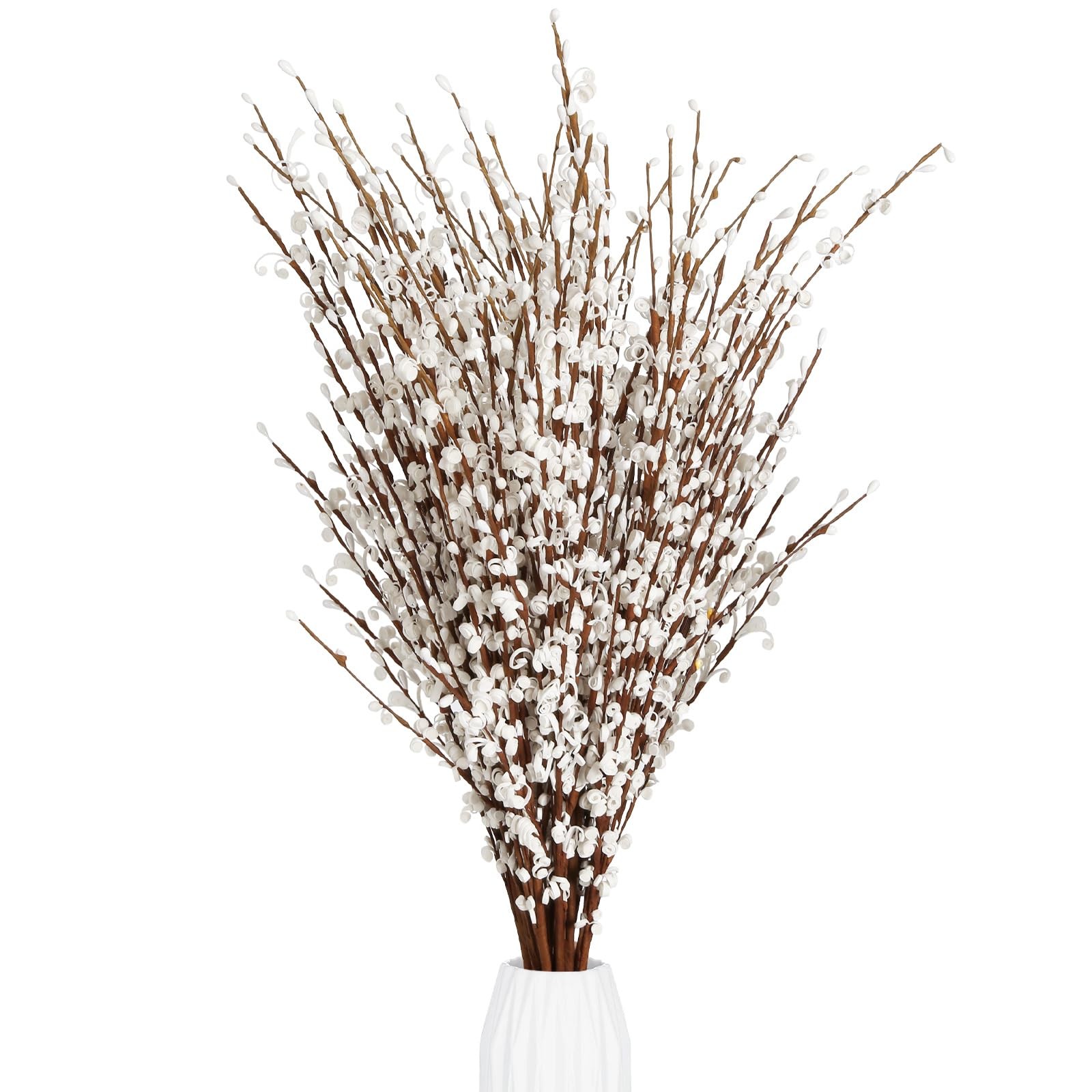 15 PCS 29.5 Inch White Artificial Jasmine Flowers Pussy Willow Fake Branches