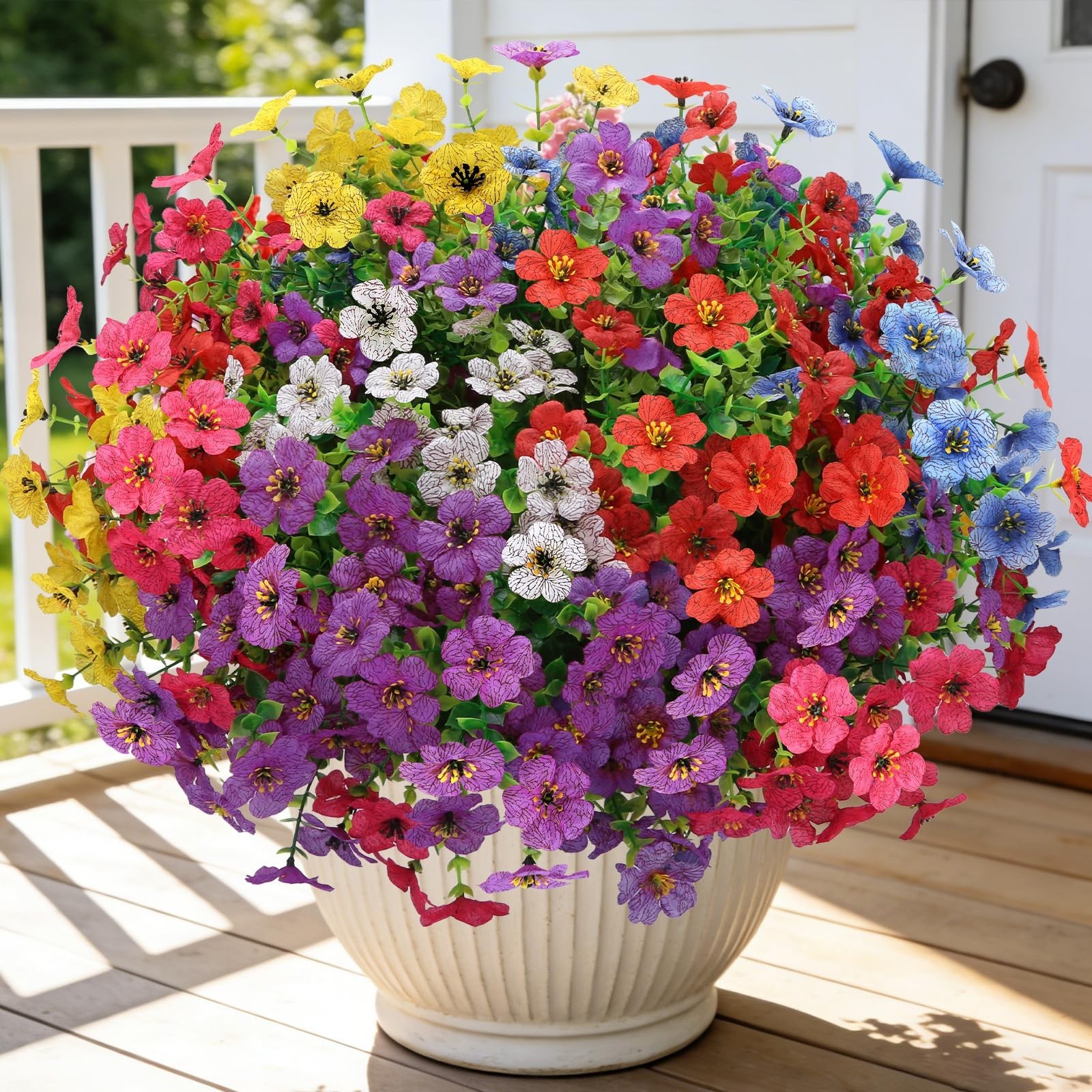 24 Bundles UV Resistant Artificial Flowers for Outdoor Planters & Garden Decor