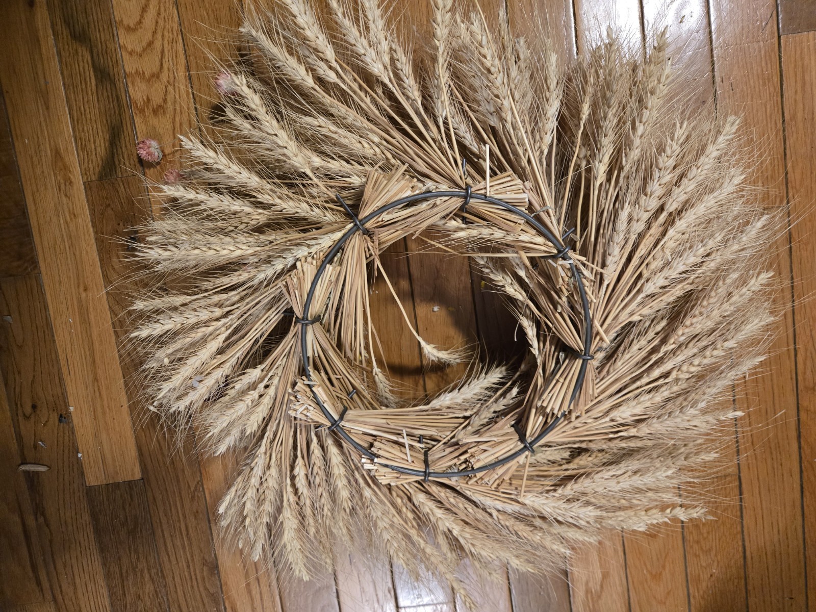 Beautiful Summer Fall Natural Dried Flower Wheat Wreath – Wall Or Door Decor