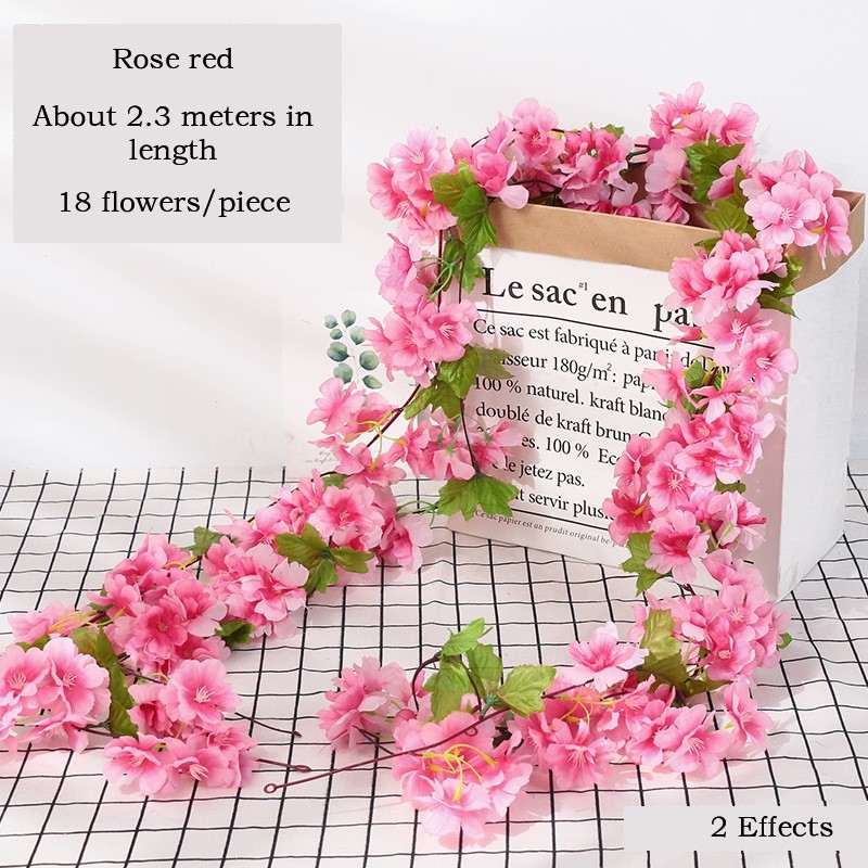1PCS Artificial Flowers Wisteria Hanging Vine Ratta String Wedding Decor