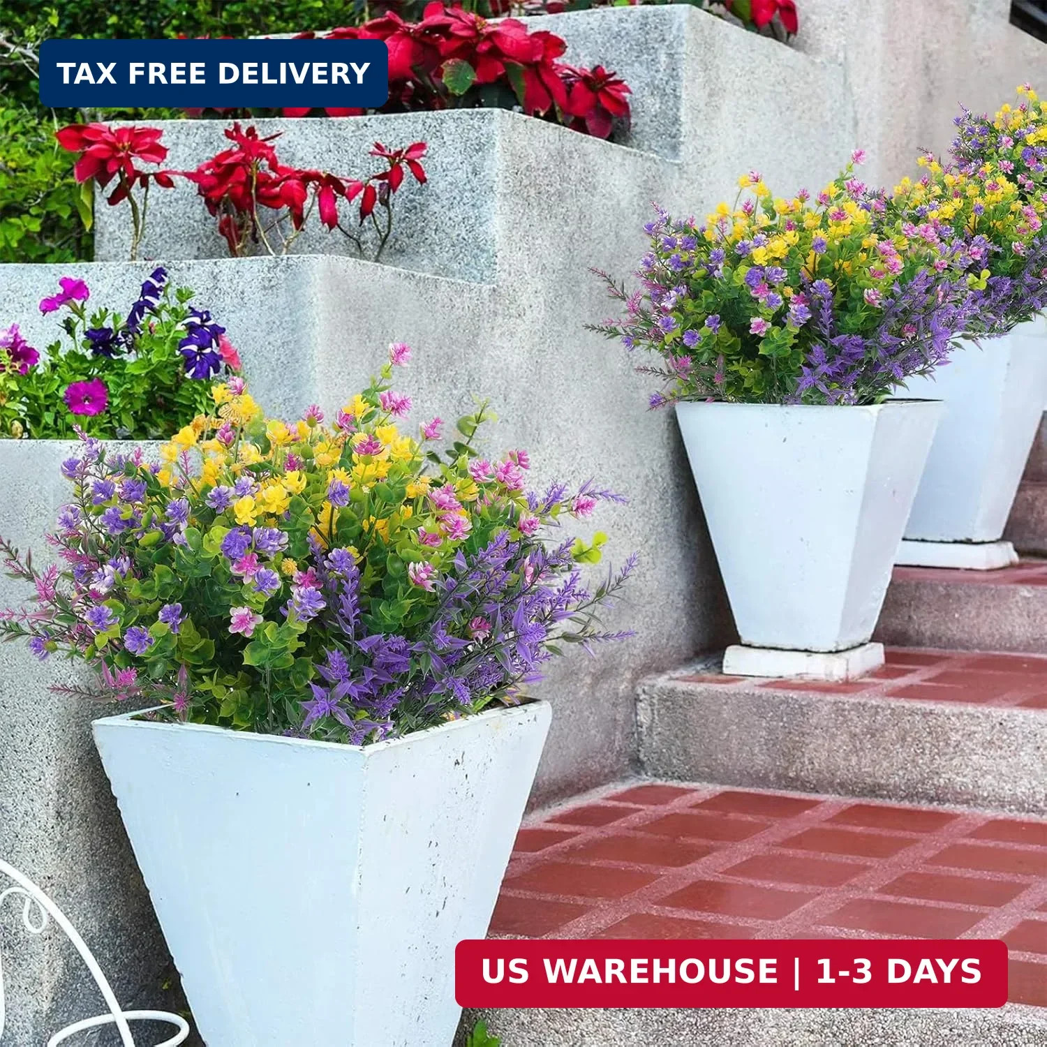 Hananona 12 Pcs Artificial Flowers Outdoor, Faux Artificial Plants UV Resistant