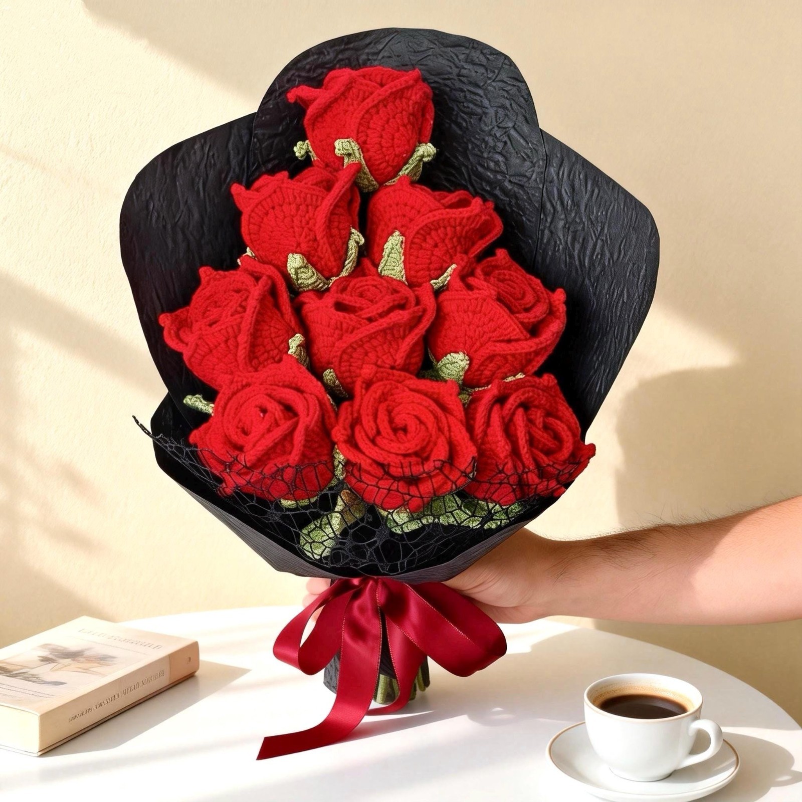Crochet Flower Bouquet Handmade Mother’s Day Gift for Mom Keepsake Flowers