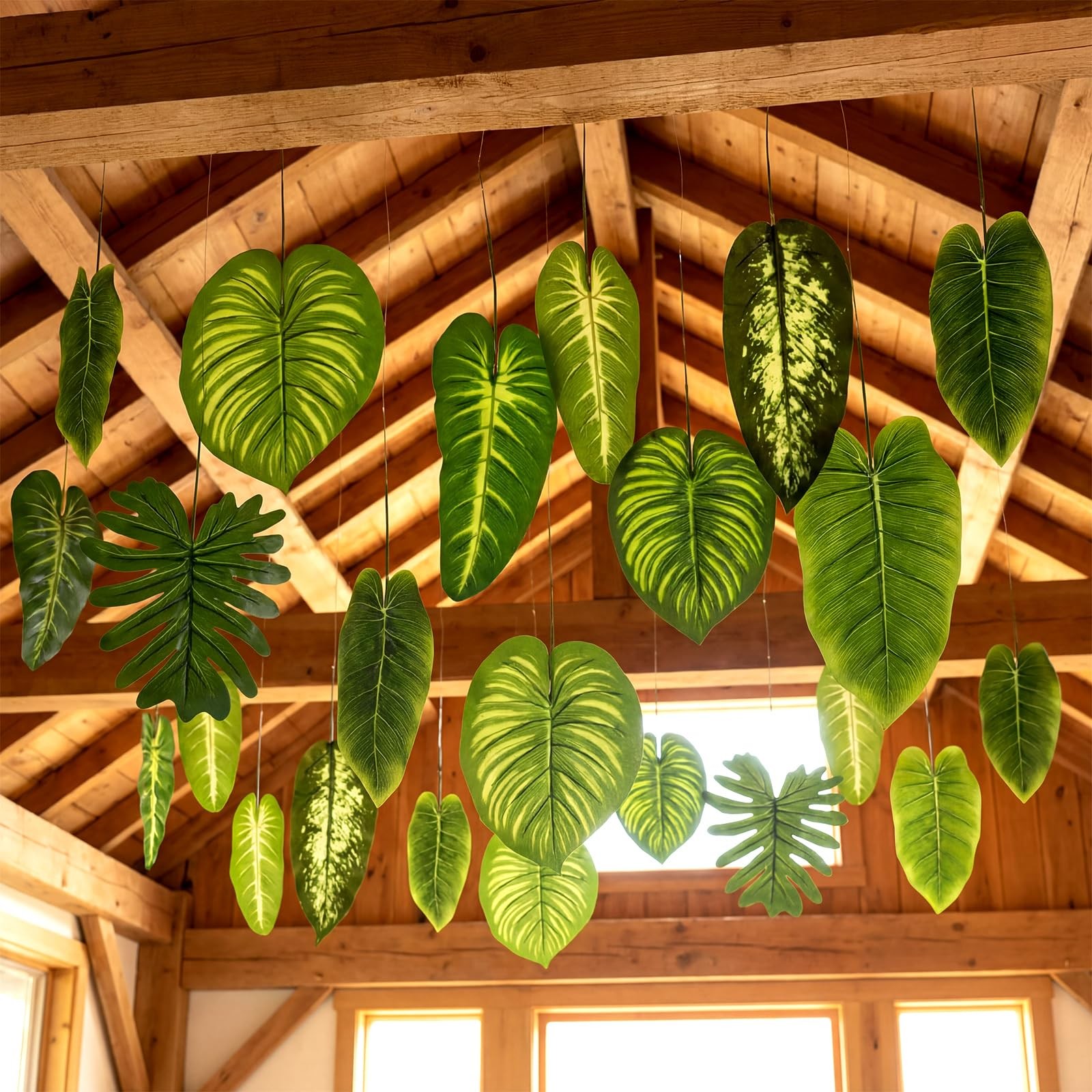 24 Pcs Artificial Palm Leaves 17 Inch Large Tropical Jungle Party Decorations…