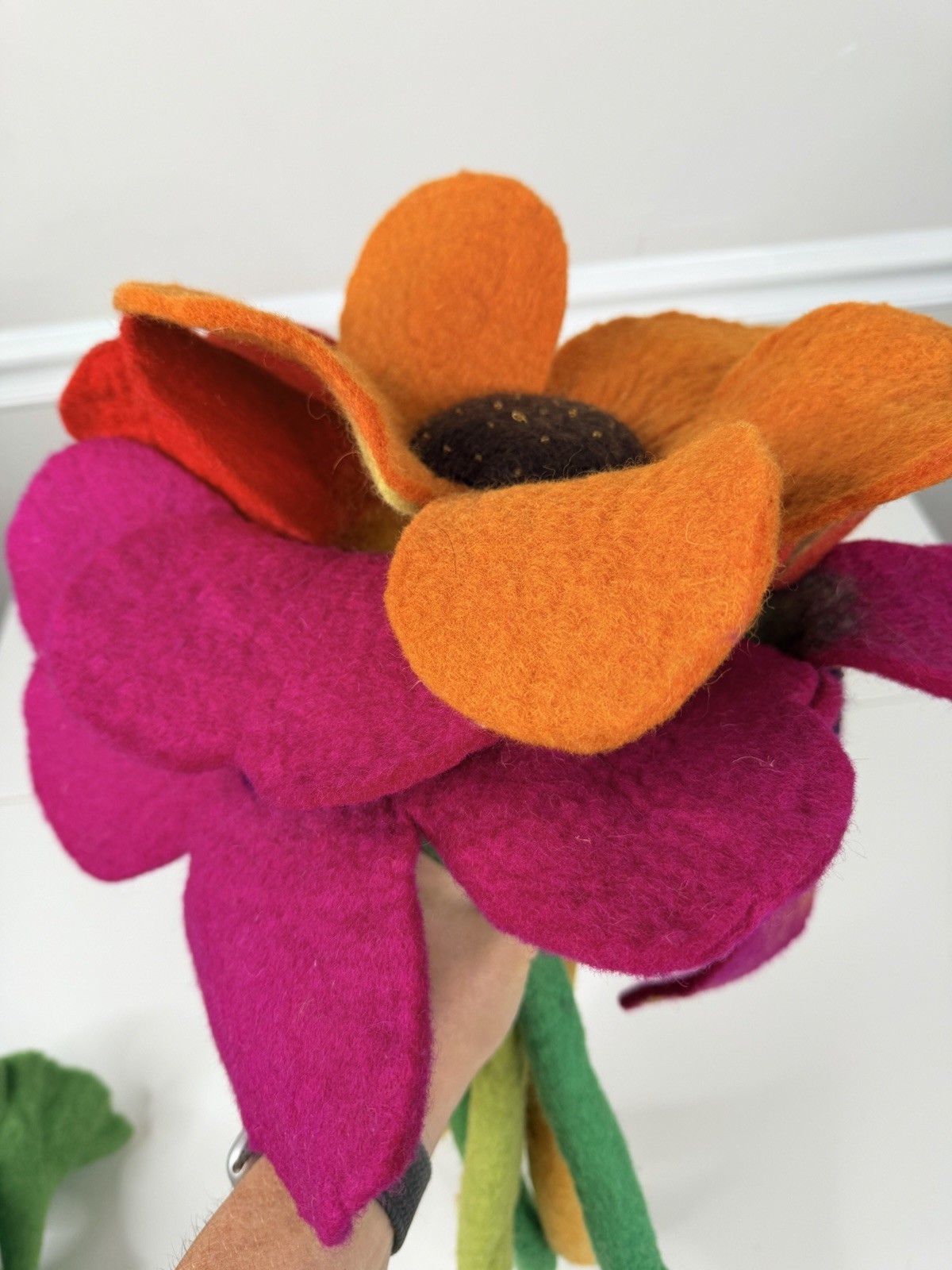 handmade 9 Whimsical Wool Felt Flowers Bouquet Great Gift Idea large colorful