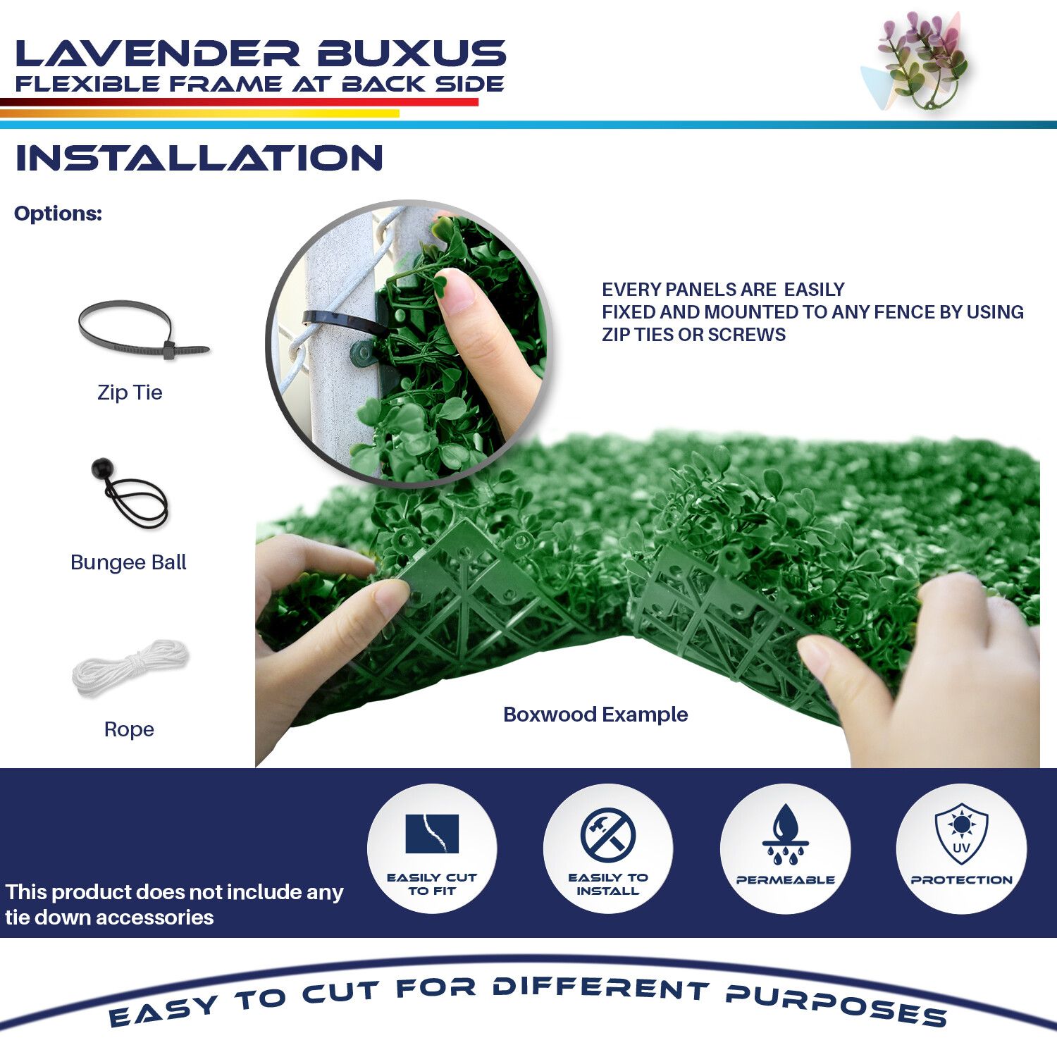 20×20″ Artificial Lavender Buxus Leaf Mats Privacy Fence Decor Panels Hedge