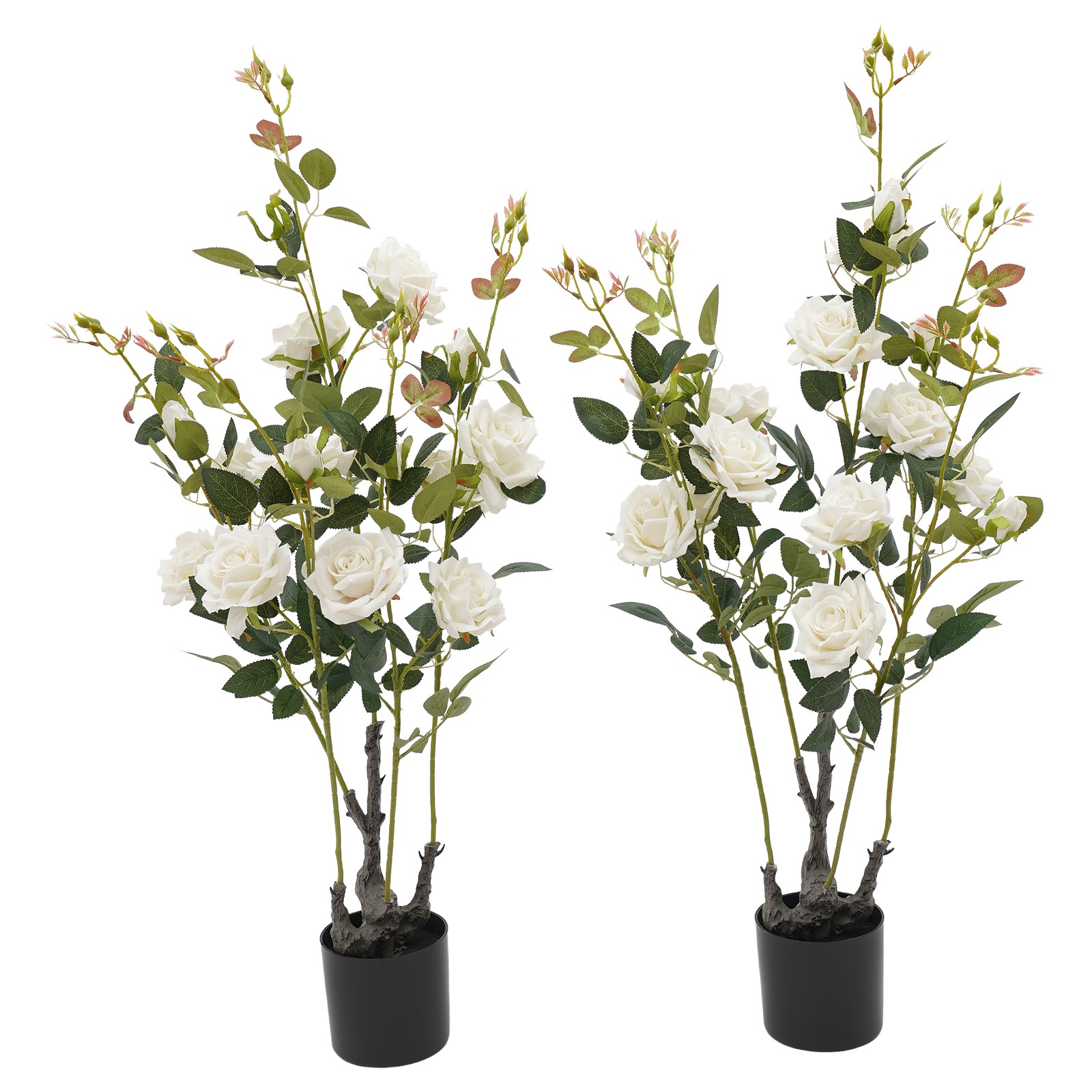 2 Pack Handmade Artificial White Rose Faux Floral Trees Artificial Flower Plant