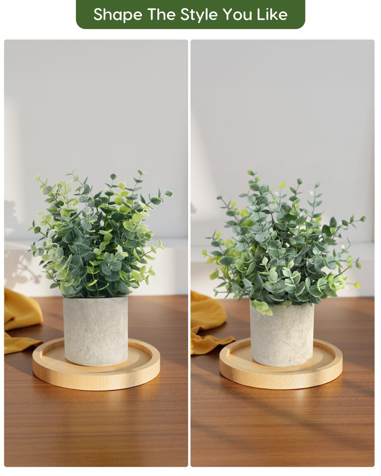 2 Pcs Eucalyptus Fake Plants – Small Artificial Indoor Potted Decor for Home, Sh