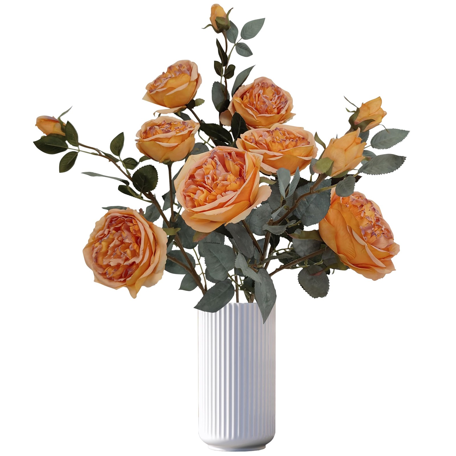 4 Pcs Fall Orange Rose Bouquet Fake Roses Artificial Flowers Realistic Silk