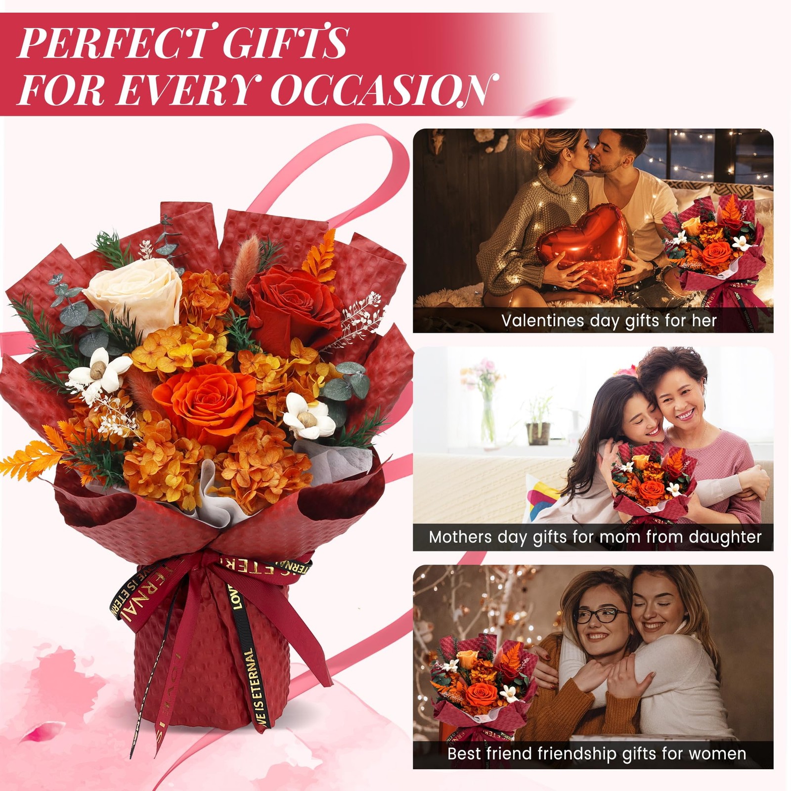 Preserved Flower Bouquet Fresh Flowers Birthday Mothers Day Gift Women