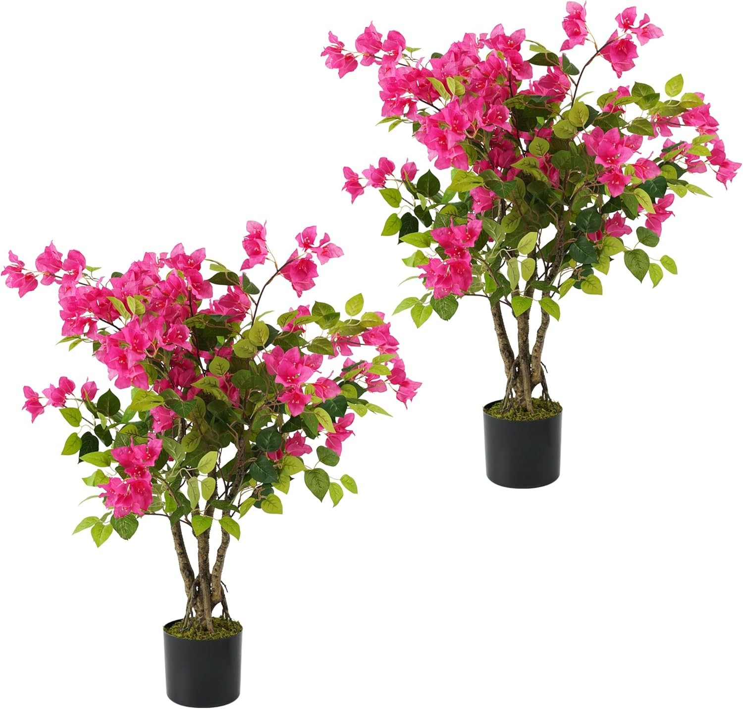 2 Pack Artificial Bougainvillea Tree, 3FT Small Fake Flowering Plant with Pink