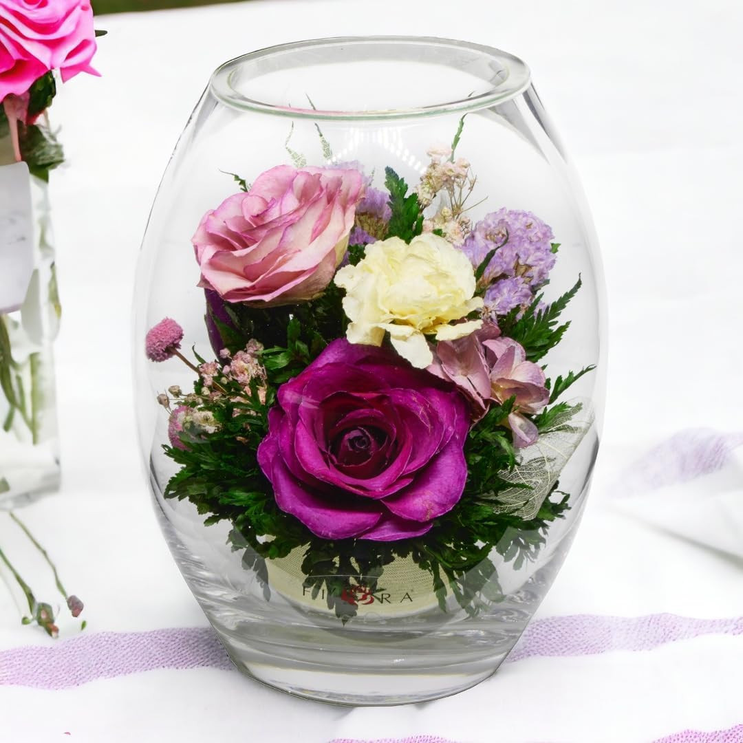 Fiora Flower | Forever Roses in Sealed Vase | Lasts 5 Years | Perfect Gift
