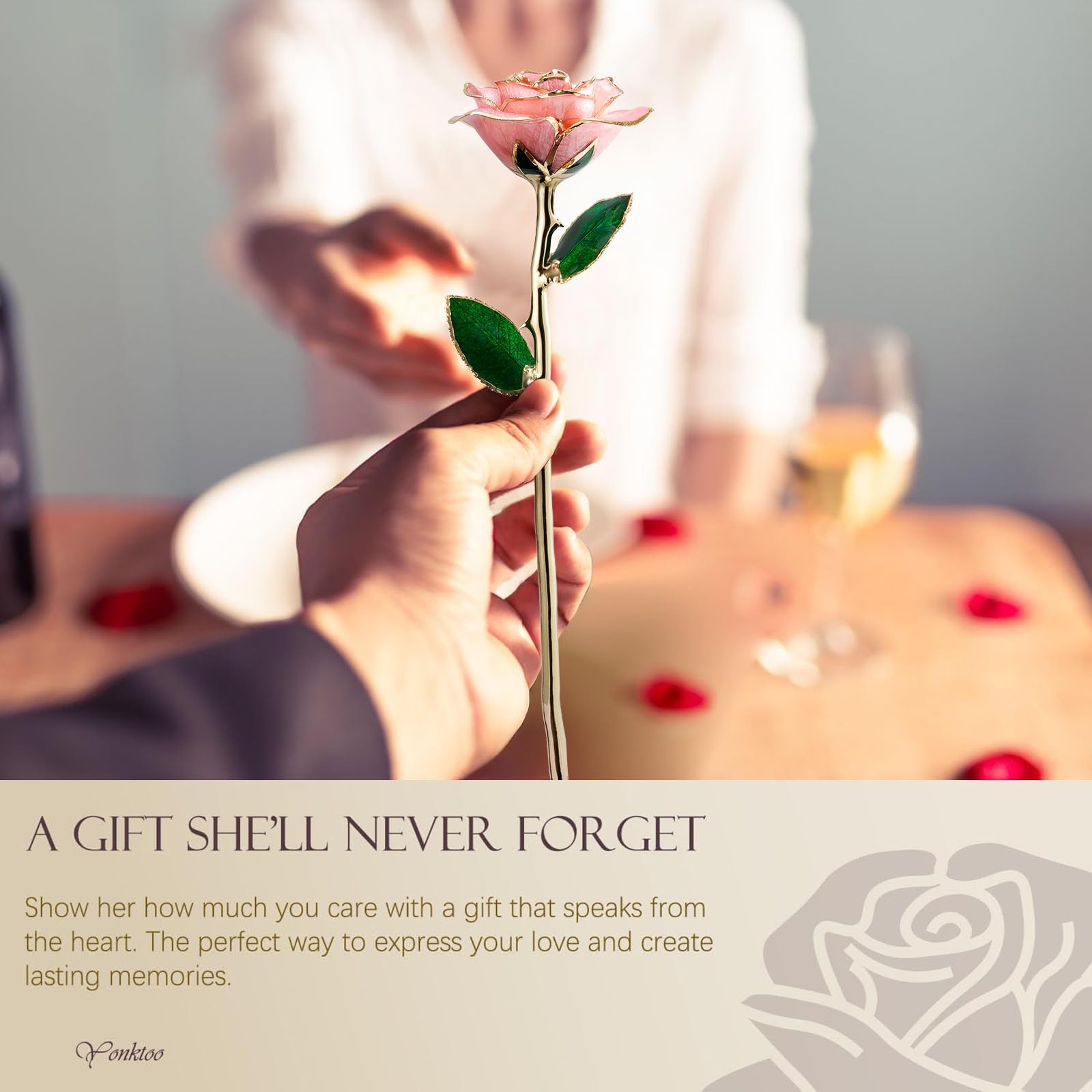 Yonktoo Gold Dipped Rose Real Rose Preserved in 24K Gold with Stand, Forever…