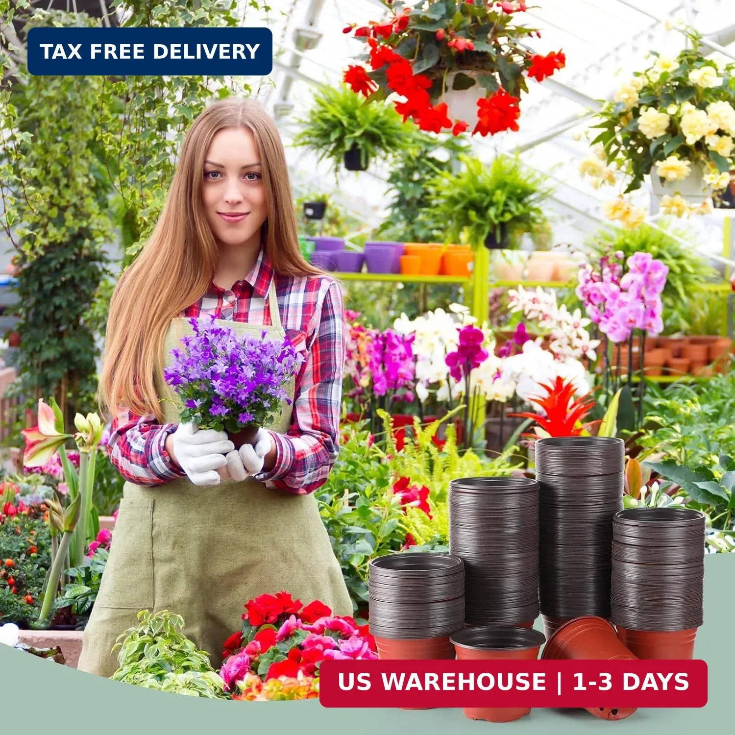 6 Inch Nursery Pots Bulk – Plastic Planter Pots with Drainage Holes for Seed Sta
