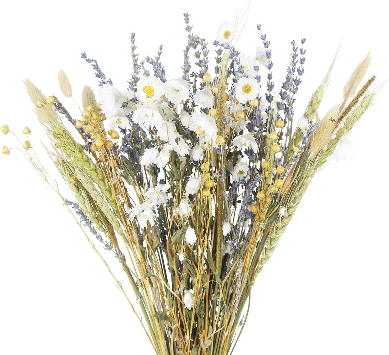 Dried Flower Bouquet Natural Lavender Daisy Bunny Tails Wheat Decor 17in