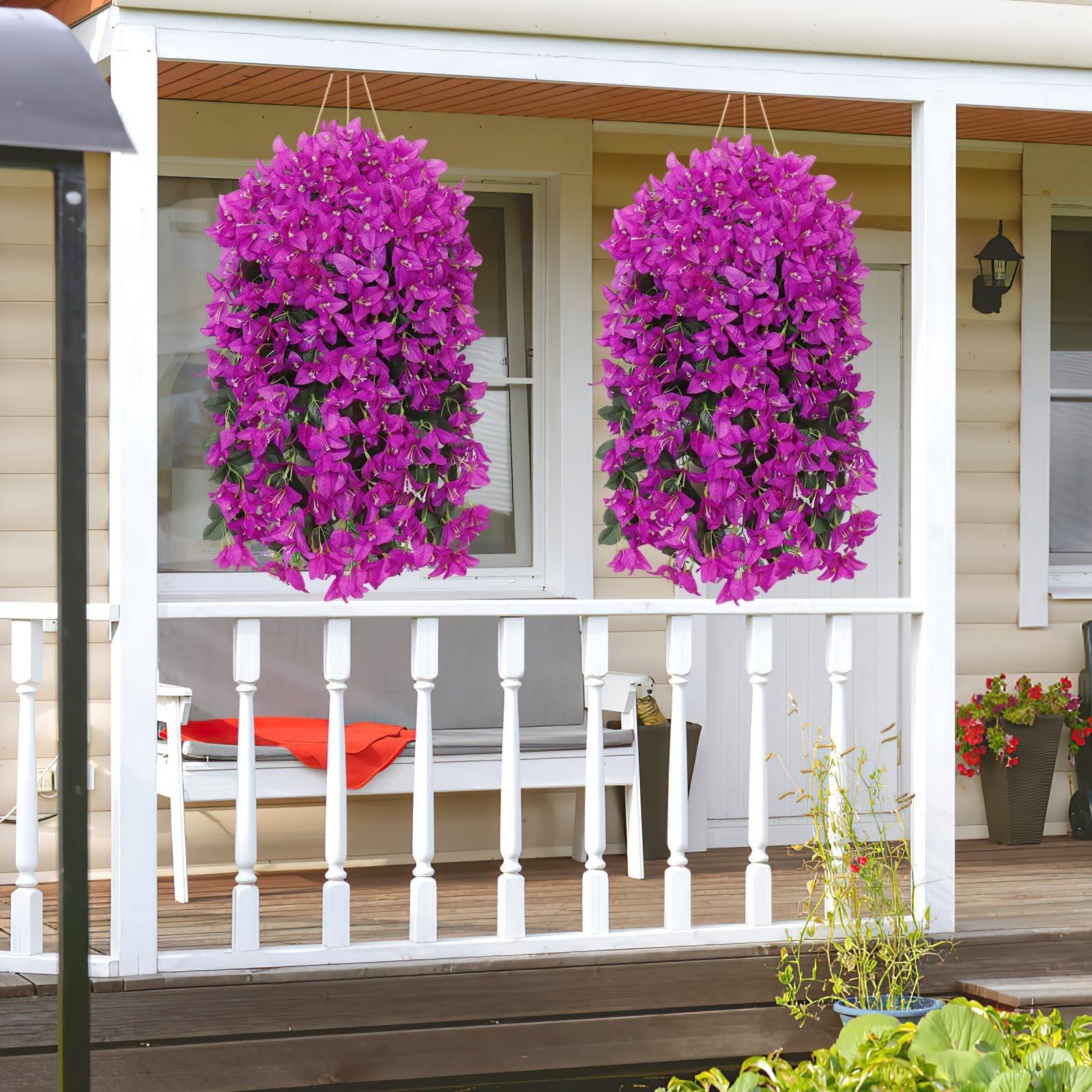 2PCS Faux Bougainvillea UV Resistant Artificial Flowers Plants for Outdoors F…