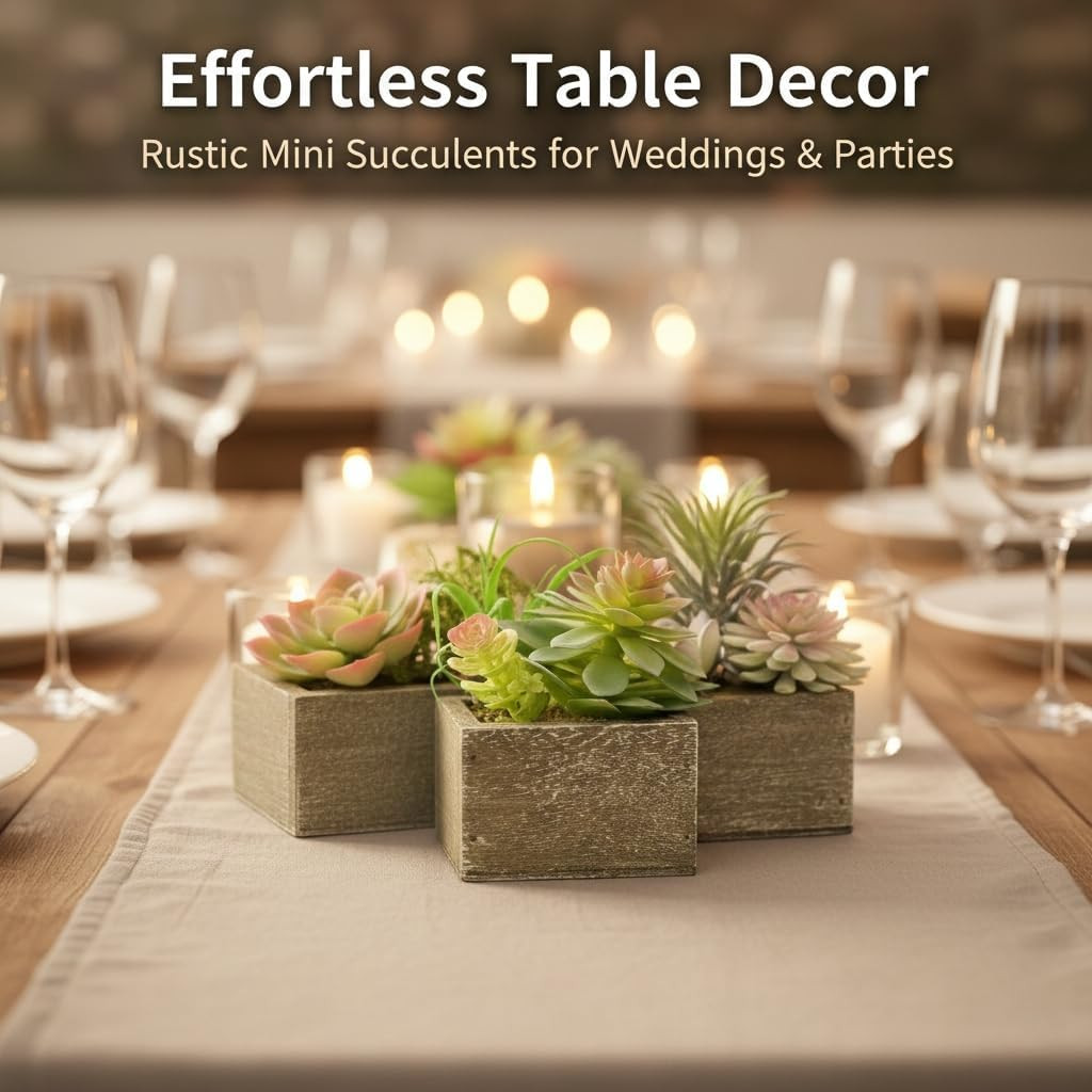 Succulent Plants Artificial for Home Bathroom Decor Fake Plants 3 Pack | Fake Su