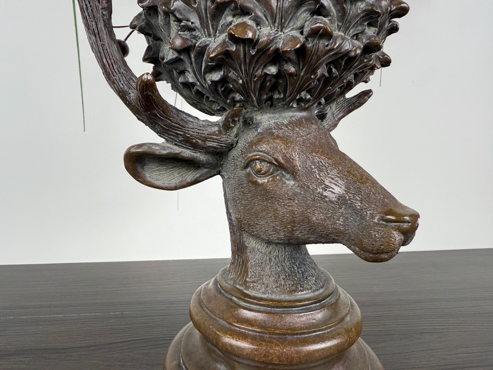Rustic Stag Head Urn Faux Floral Arrangement Pheasant Feather Lodge Centerpiece