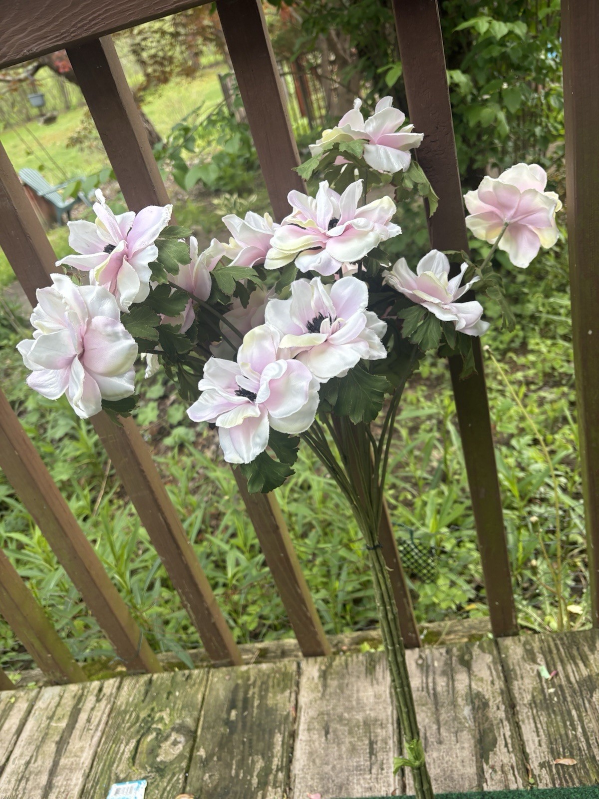 15 Magnolia stem bush CREAM with Pink Violet highlights 32” Tall