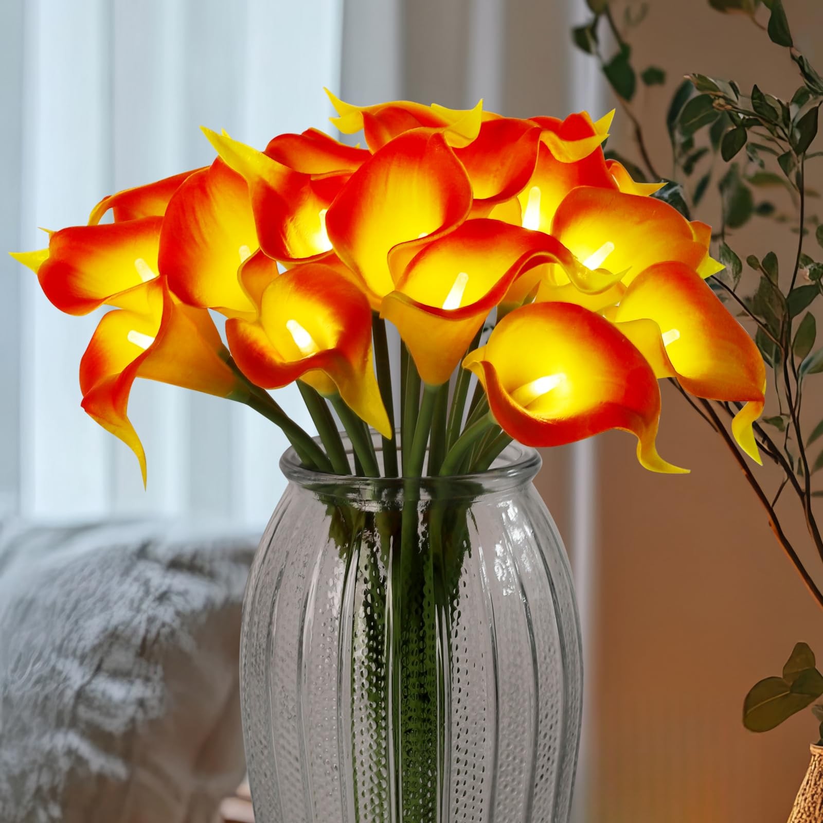 Lighted Artificial Flowers Calla Lily Bouquet Lamp 20 stems Real Touch Calla …