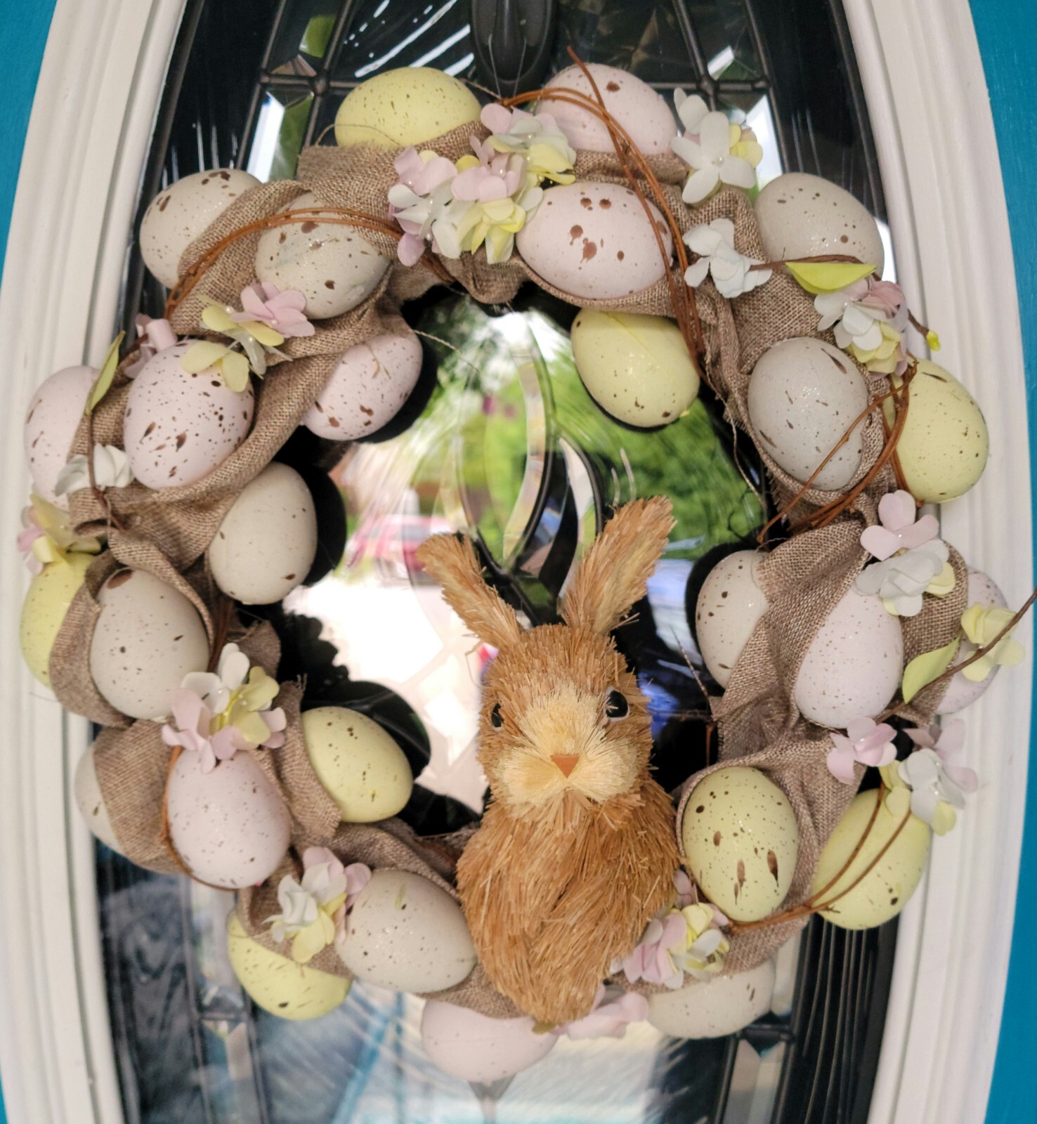 Easter Bunny Eggs Wreath Door Wall Spring 16 in