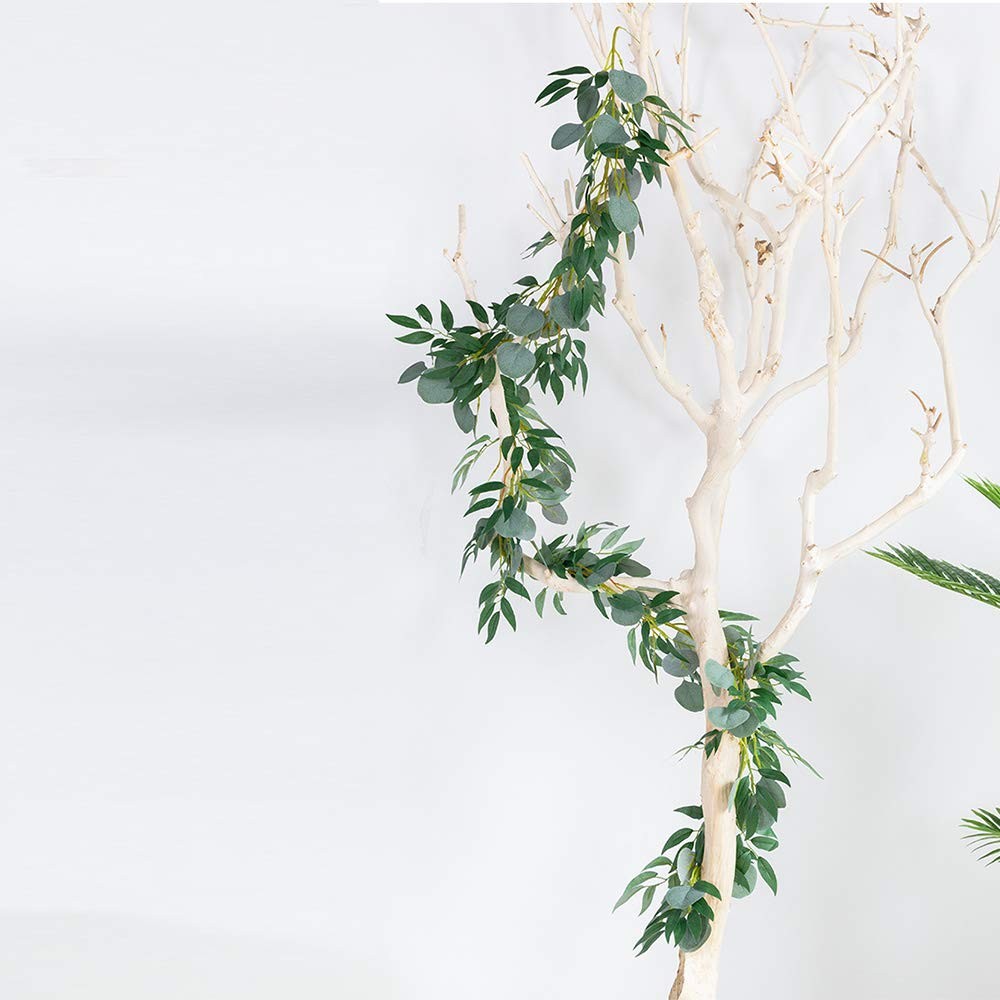 2 Pack Artificial Eucalyptus Willow Vines Garland, 3 Feet Faux Eucalyptus and…