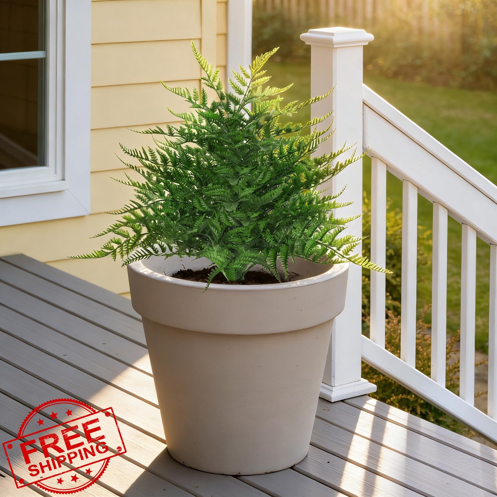 Yangrass Artificial Fern Topiary Ball Trees Green (2pk)